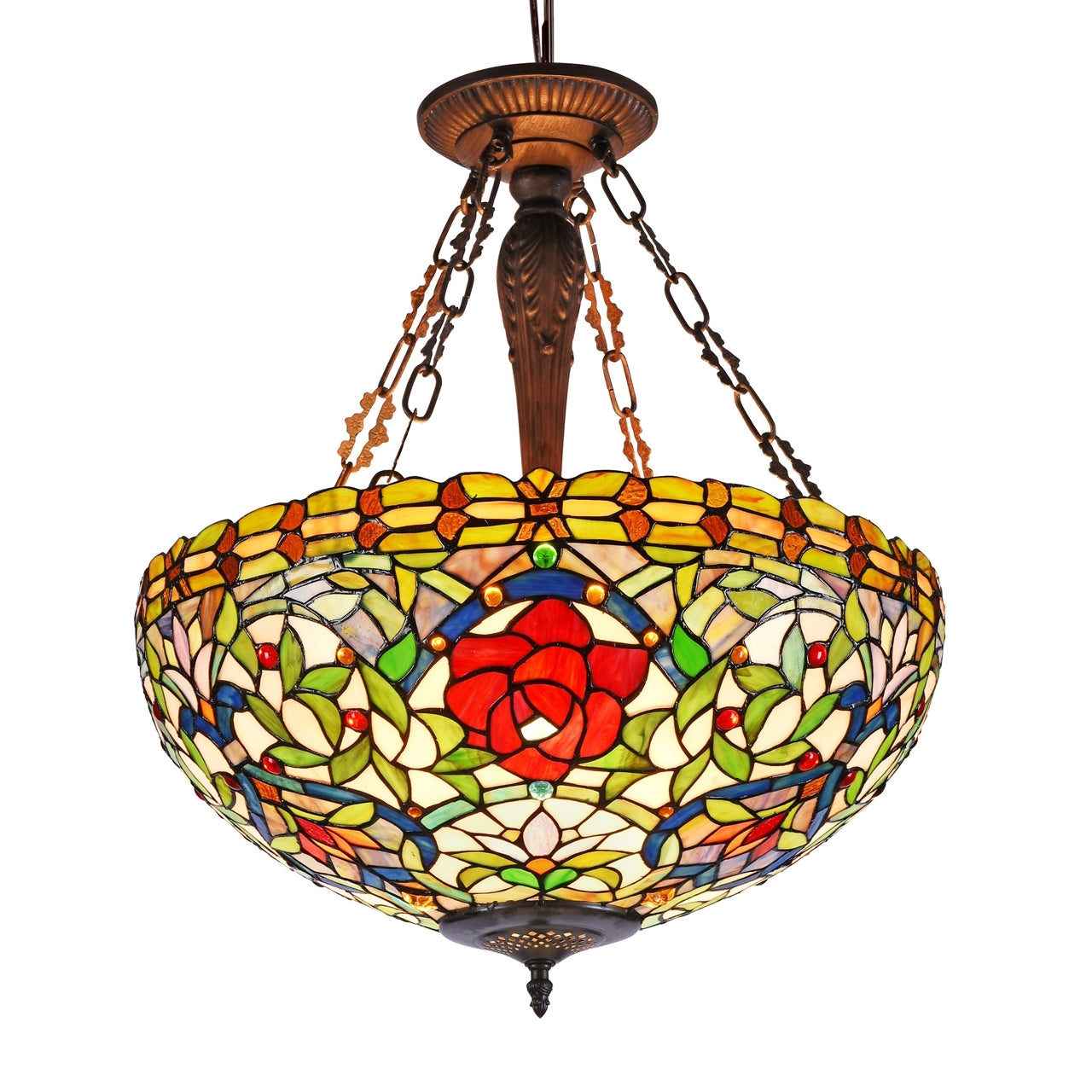 Inverted Type Light CHLOE Lighting MYRTLE Tiffany-style 3 Light Inverted Ceiling Pendant 20 ...