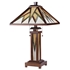CHLOE Lighting LAMORAK Tiffany-style Mission 3 Light Double Lit Wooden Table Lamp