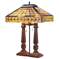 CHLOE Lighting SHERWIN Tiffany-style 2 Light Mission Table Lamp 16" Shade